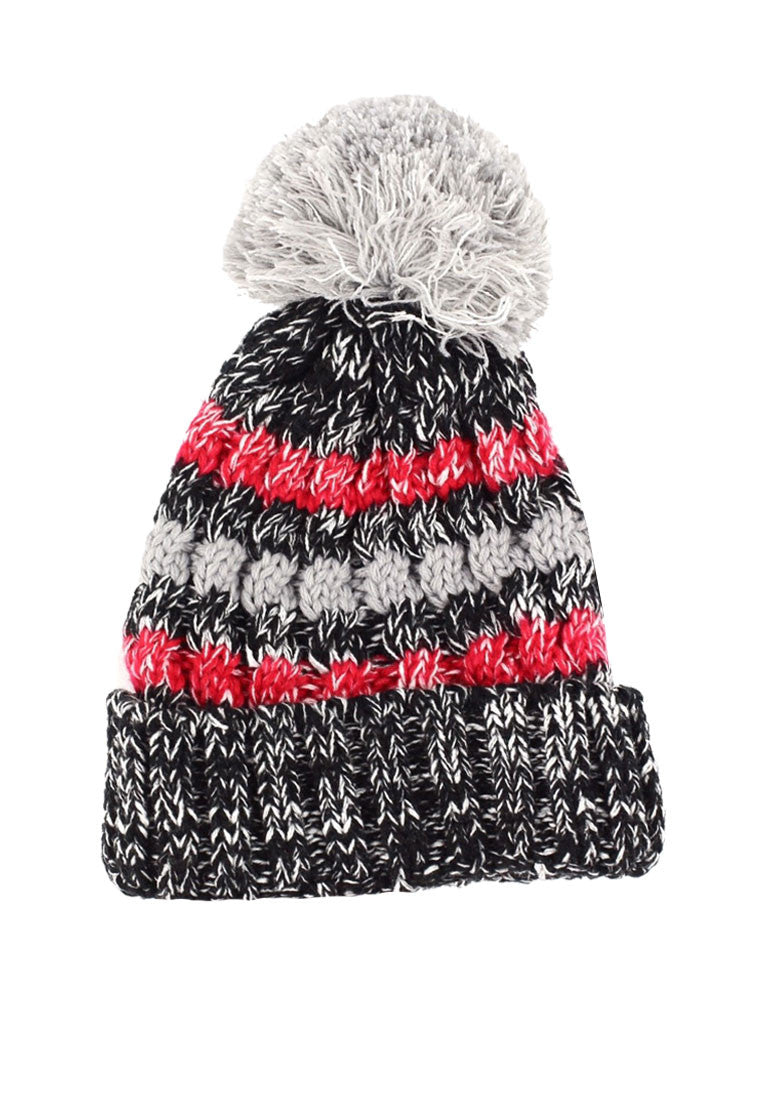 หมวกไหมพรมโบฮีเมียนลายเส้นมีปอม - Bohemian Stripe Crochet Knit Slouchy –  Square Ladies