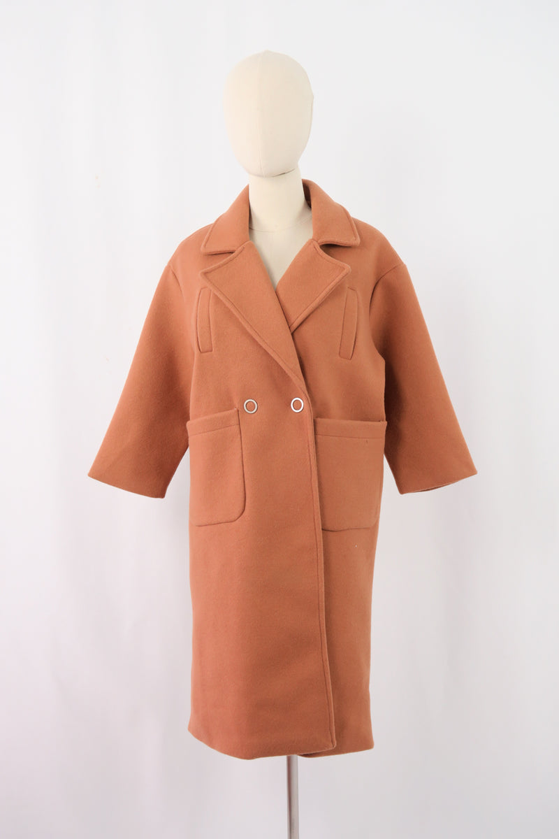 Double-Breasted Woolen Coat with Belt