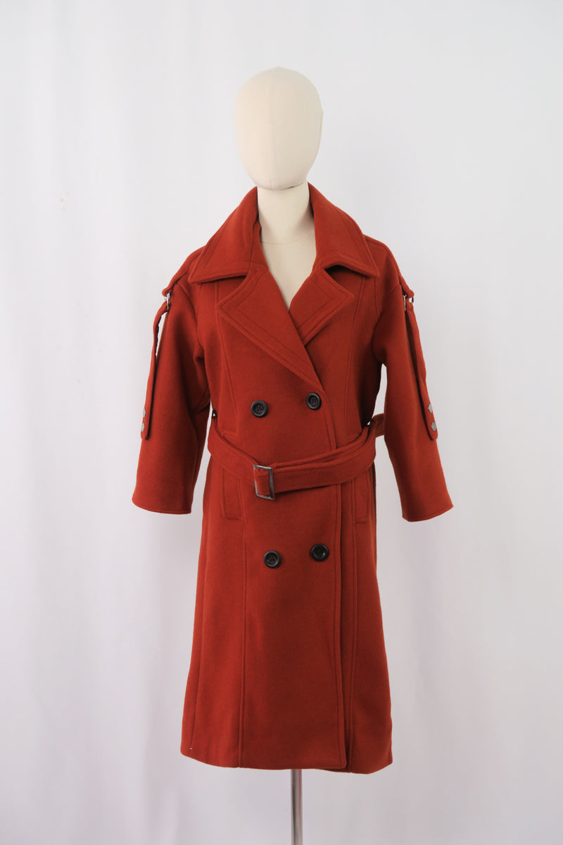 Double-Breasted Woolen Coat with Belt