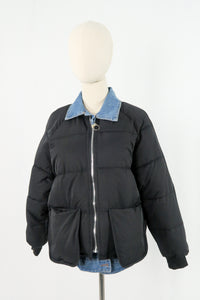 เสื้อโค้ทดาวน์กันหนาวแต่งยีนส์ - Windproof Slim fit Chevron Down Coat