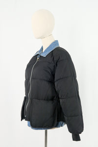 เสื้อโค้ทดาวน์กันหนาวแต่งยีนส์ - Windproof Slim fit Chevron Down Coat