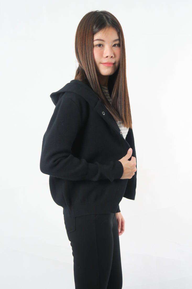 เสื้อแจ็กเก็ตคาร์ดิแกน - Hoodie Zipper Knit Cardigan Jacket